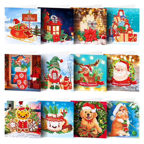 12pcs DIY Diamond Painting 5D Christmas Card