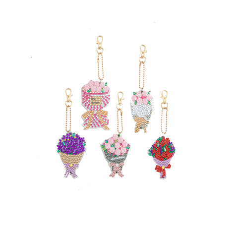 5pcs/set Flower DIY Keychain