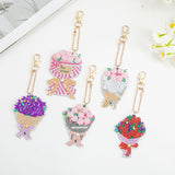 5pcs/set Flower DIY Keychain