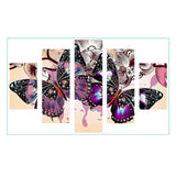 5pcs Colorful Butterfly - Full Drill Round Drill Painting - 95x45cm