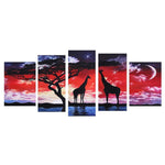 5pcs/set Giraffe - Full Drill Round Drill Painting - 95x45cm