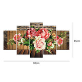 5pcs/set Flower - Full Drill Round Drill Painting - 95x45cm