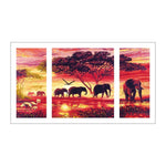 3pcs/set Elephant - Full Drill Round Drill Painting - 80x45cm