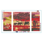 3pcs/set Elephant - Full Drill Round Drill Painting - 80x45cm