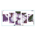 5pcs/set Purple Butterfly - Full Drill Round Drill Painting - 95x45cm