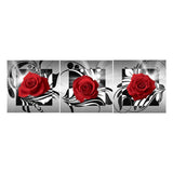 3pcs/set Red Rose - Full Drill Round Drill Painting - 95x34cm