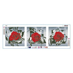 3pcs/set Red Rose - Full Drill Round Drill Painting - 95x34cm