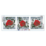 3pcs/set Red Rose - Full Drill Round Drill Painting - 95x34cm