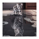 Limited time sale-Only $5.99-Reflection Cat Full Round Diamond Painting