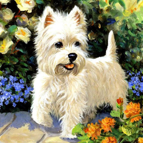 White Puppy  - Full Drill Diamond Painting