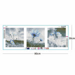 3pcs/set Flower - Full Drill Round Drill Painting - 80x30cm