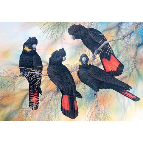 Black Cockatoos-50x70cm Full Drill Round Drill Diamond Painting-preorder(10 days preparing)