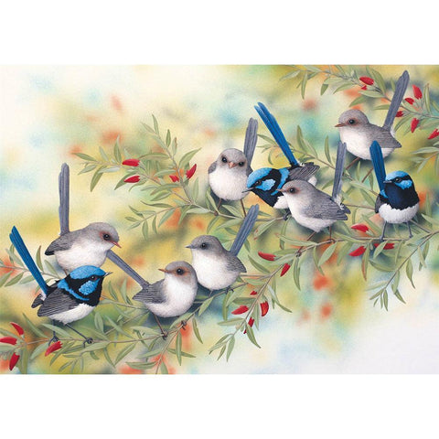 Blue Wrens-40x50cm Full Drill Round Drill Diamond Painting-preorder(10 days preparing)