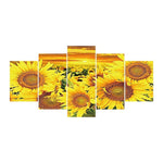 5pcs/set Sunflower - Full Drill Round Drill Painting  - 95x45cm