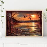 Sunset Bird Lake-Full Drill Diamond Painting