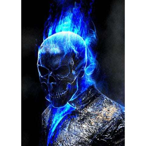 Blue Flame Skull-Full Drill Diamond Painting