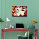 White Dog-Full Drill Diamond Painting