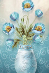 Blue vase  5D Full Drill Round Drill - 92x45cm