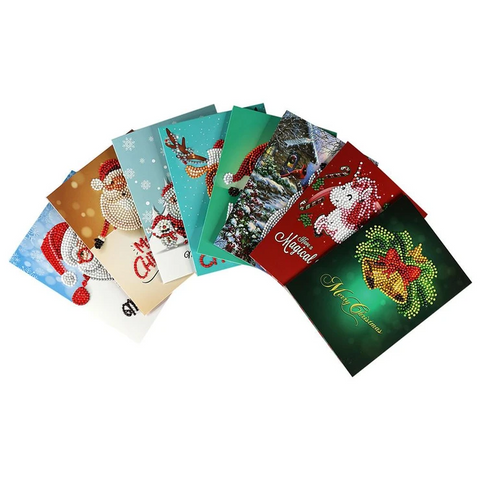 8pcs/set Christmas Greeting Cards Diamond Painting