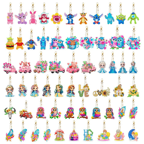 5/6pcs Sets-Cartoon Animal-Double Side Drill-Diamond Keychain