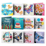 12pcs Birthday Greeting Card Diamond Painting