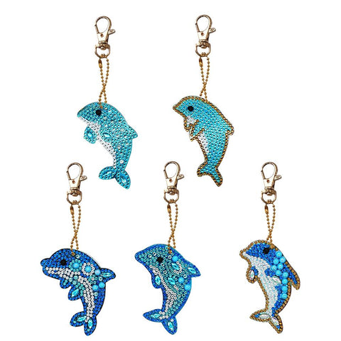 5pcs Dolphin DIY Keychain