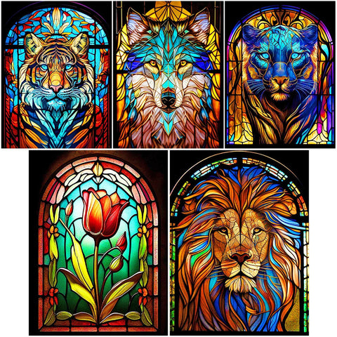 Stained Glass Animal-Full Round Diamond Painting-30x40cm