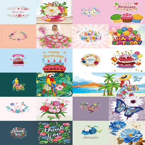 12pcs/Set-Birthday-Diamond Greeting Cards