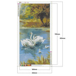 Swan Family  - Full Drill Round Drill Painting - 85x45cm