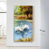 Swan Family  - Full Drill Round Drill Painting - 85x45cm