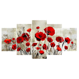 5pcs/set Flower  - Full Drill Round Drill Painting  - 95x45cm