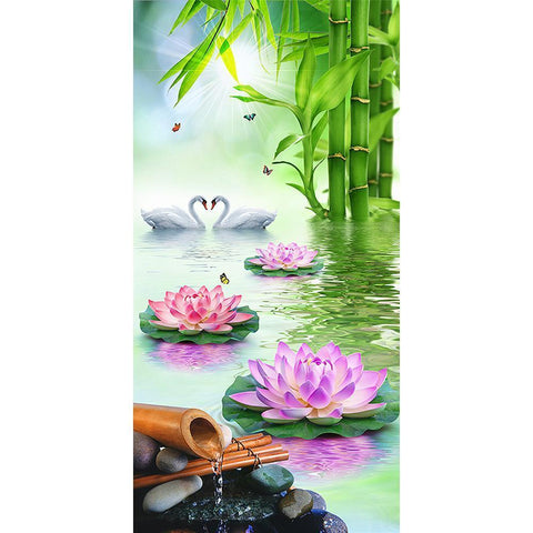 Lotus Swan - Full Drill Round Drill Painting - 85x45cm