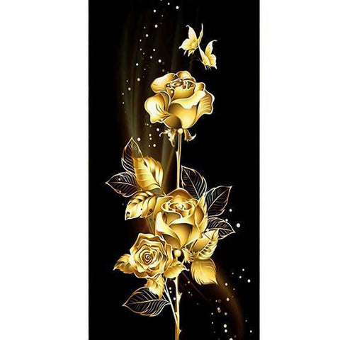 Gold Rose - Full Drill Round Drill Painting - 85x45cm