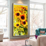 Sunflowers - Full Drill Round Drill - 45x85cm