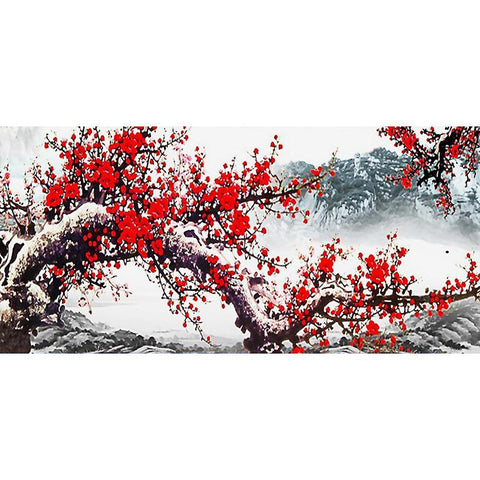 Plum Blossom - Full Drill Round Drill - 100x50cm