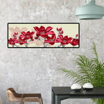 Red Flower Stitching Landscape - Full Drill Round Drill - 80x30cm