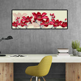 Red Flower Stitching Landscape - Full Drill Round Drill - 80x30cm