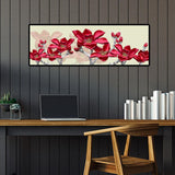 Red Flower Stitching Landscape - Full Drill Round Drill - 80x30cm