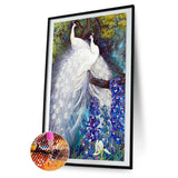 White Peafowl - Full Drill Round Drill - 45x85cm