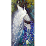 White Peafowl - Full Drill Round Drill - 45x85cm