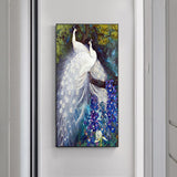 White Peafowl - Full Drill Round Drill - 45x85cm