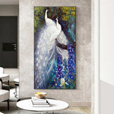 White Peafowl - Full Drill Round Drill - 45x85cm