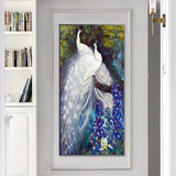 White Peafowl - Full Drill Round Drill - 45x85cm