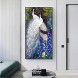 White Peafowl - Full Drill Round Drill - 45x85cm