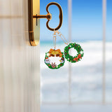 5Pcs Christmas Wreath Double Sided Diamond Painting Keychain