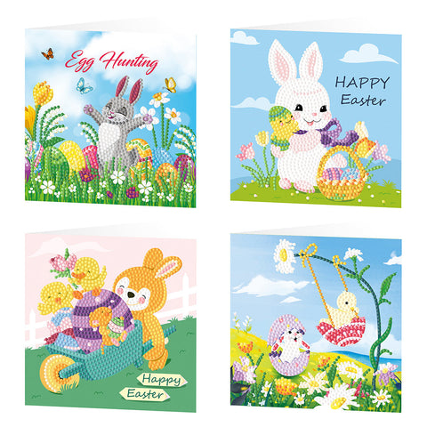 4pcs/Set-Easter-Diamond Greeting Cards