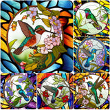 Stained Glass Hummingbird-Full Round Diamond Painting-30x30cm