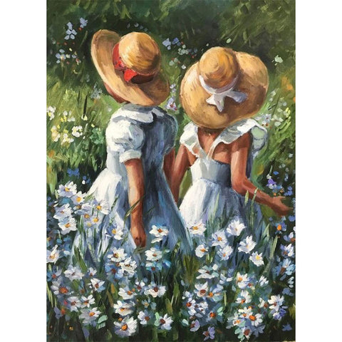 Flower Picking Girl-Full Drill Diamond Painting