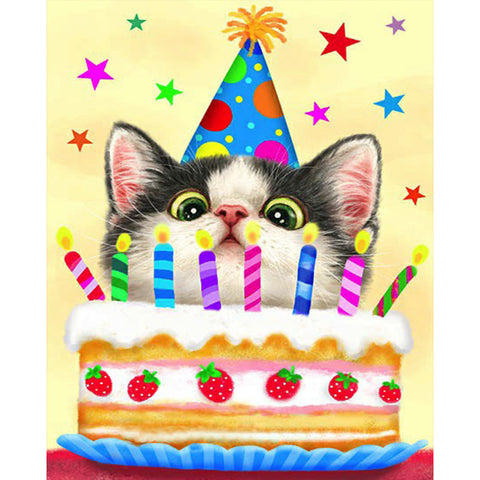 Birthday Cat-Full Drill Diamond Painting