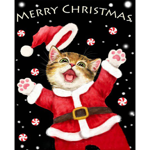 Christmas Cat-Full Drill Diamond Painting